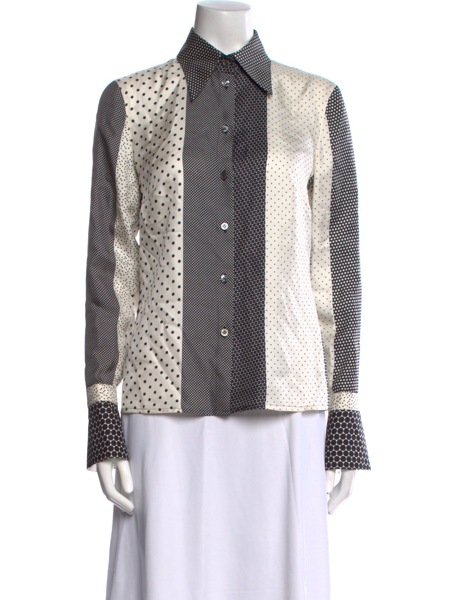 Escada Silk Polka Dot Print Button-Up Top