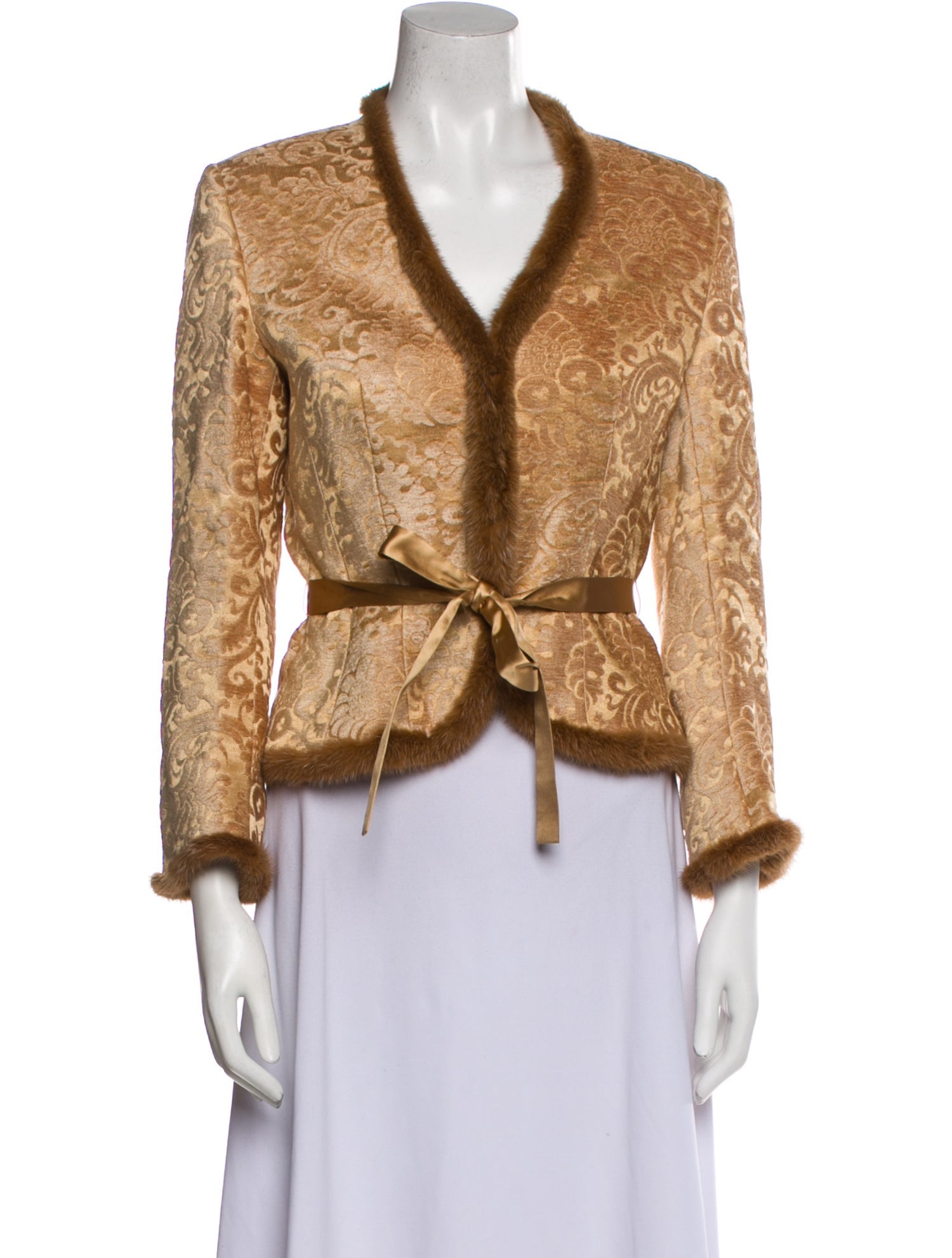 Escada Tweed Pattern Fur Jacket