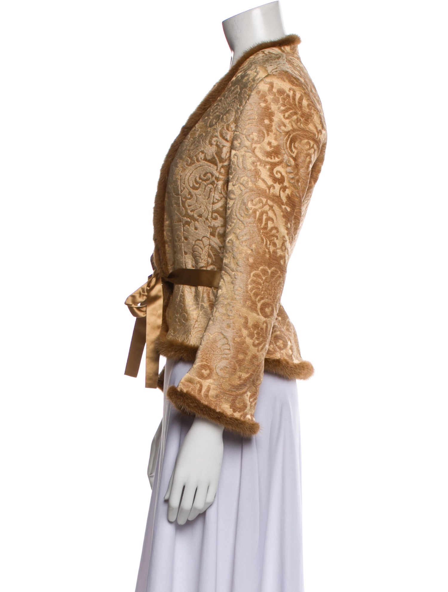 Escada Tweed Pattern Fur Jacket