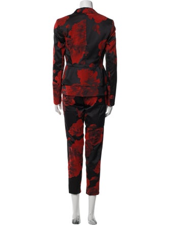 Escada Floral Print Pleated Accents Pant Set