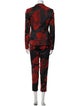 Escada Floral Print Pleated Accents Pant Set