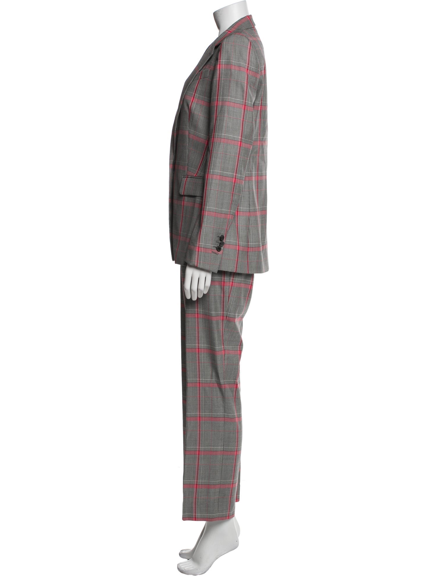 Escada Wool Plaid Print Pantsuit