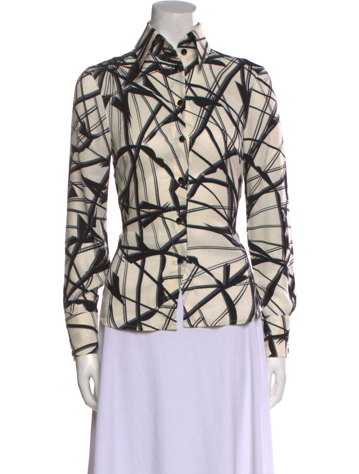 Escada Silk Printed Button-Up Top