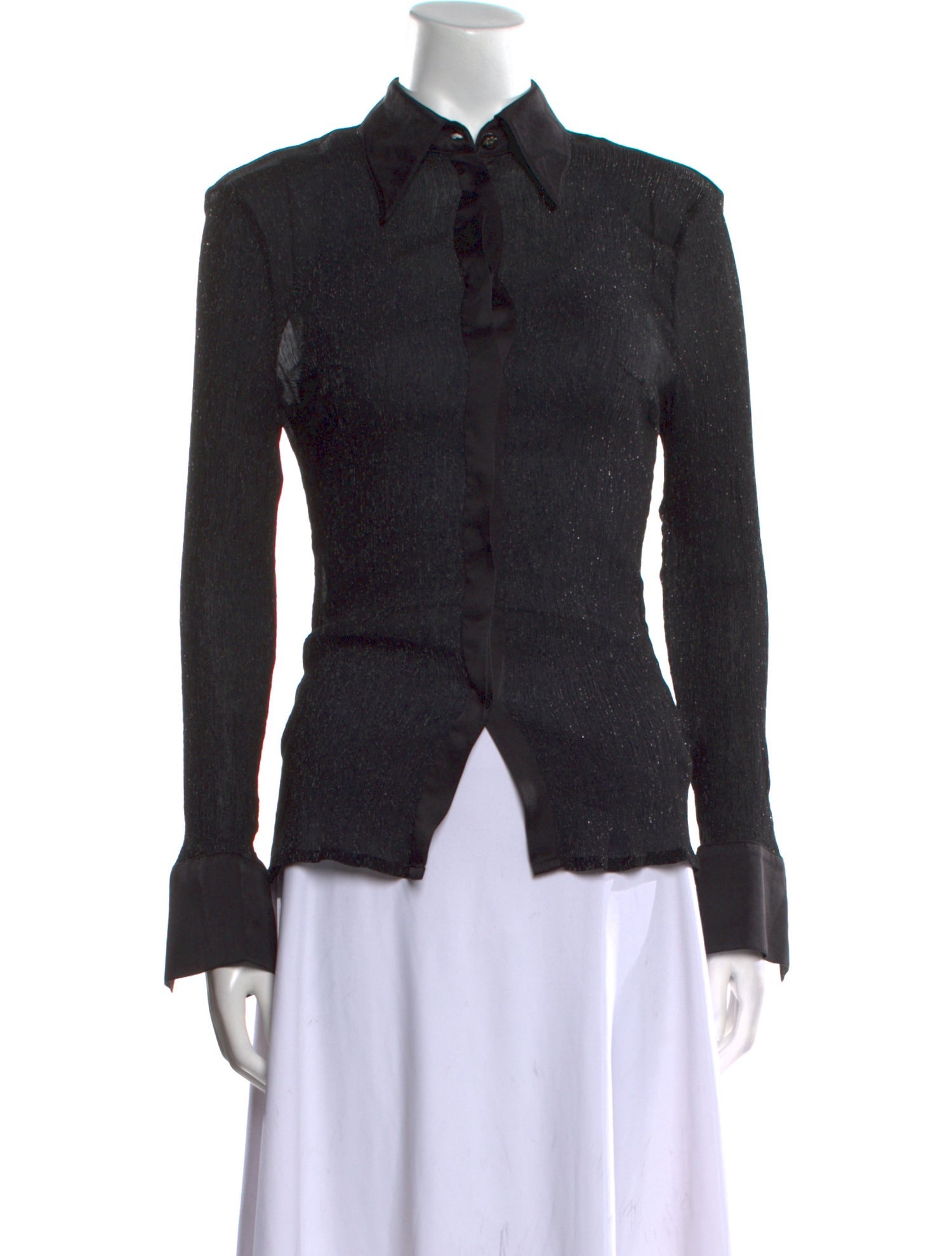 Escada Silk Long Sleeve Button-Up Top