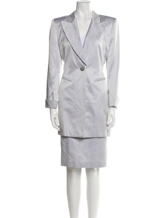 Escada Silk Embroidered Accent Skirt Suit