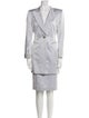 Escada Silk Embroidered Accent Skirt Suit