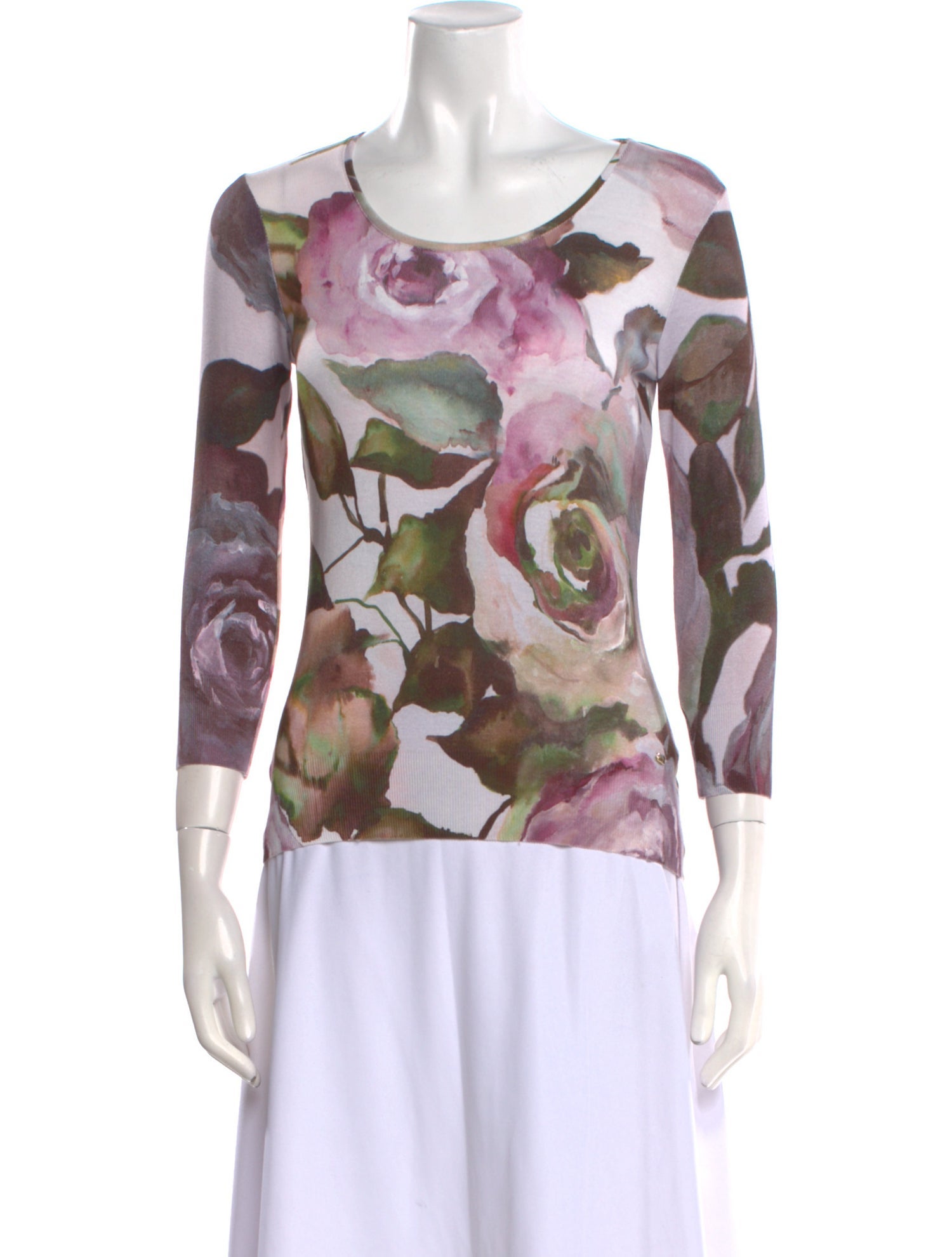 Escada Floral Print Scoop Neck Top