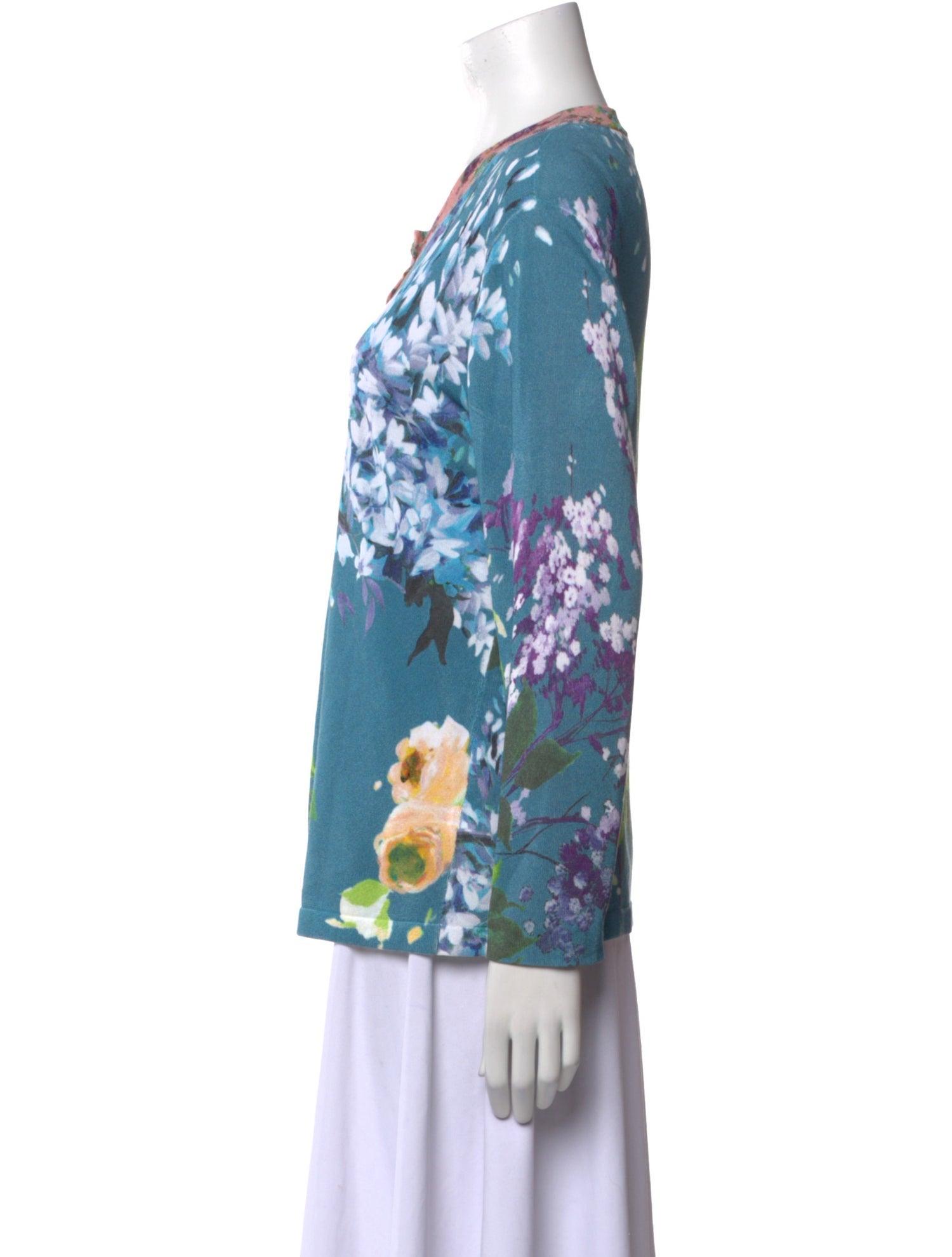 Escada Floral Print Scoop Neck Sweater