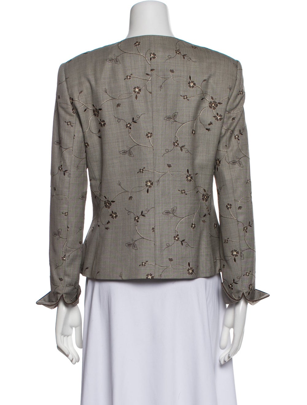 Escada Wool Evening Jacket Grey Printed Embroider… - image 3