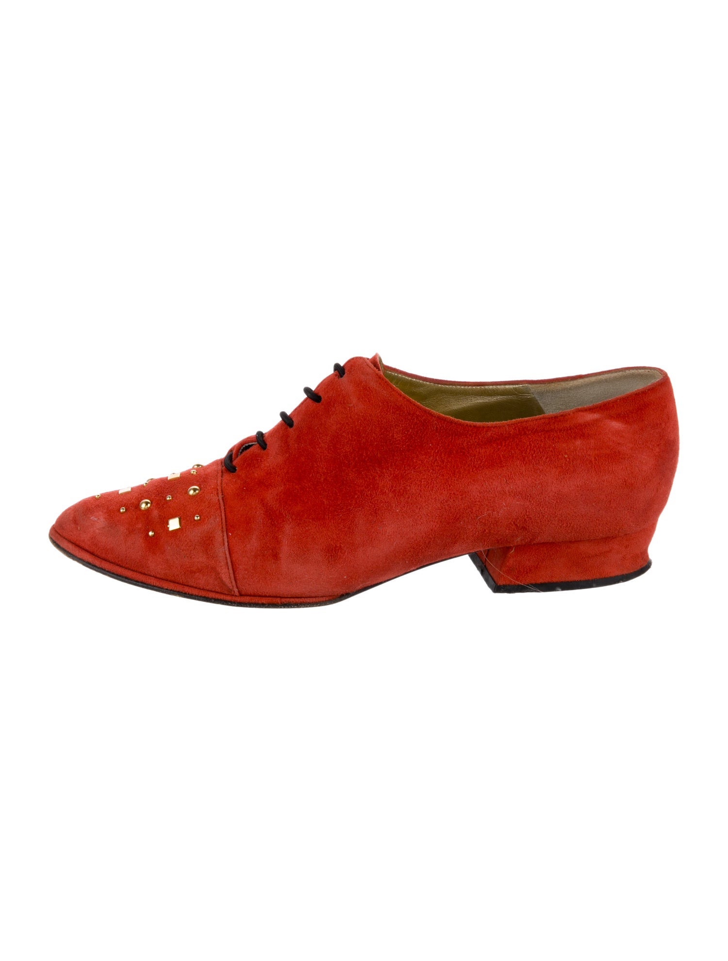 Escada Suede Studded Accents Oxfords