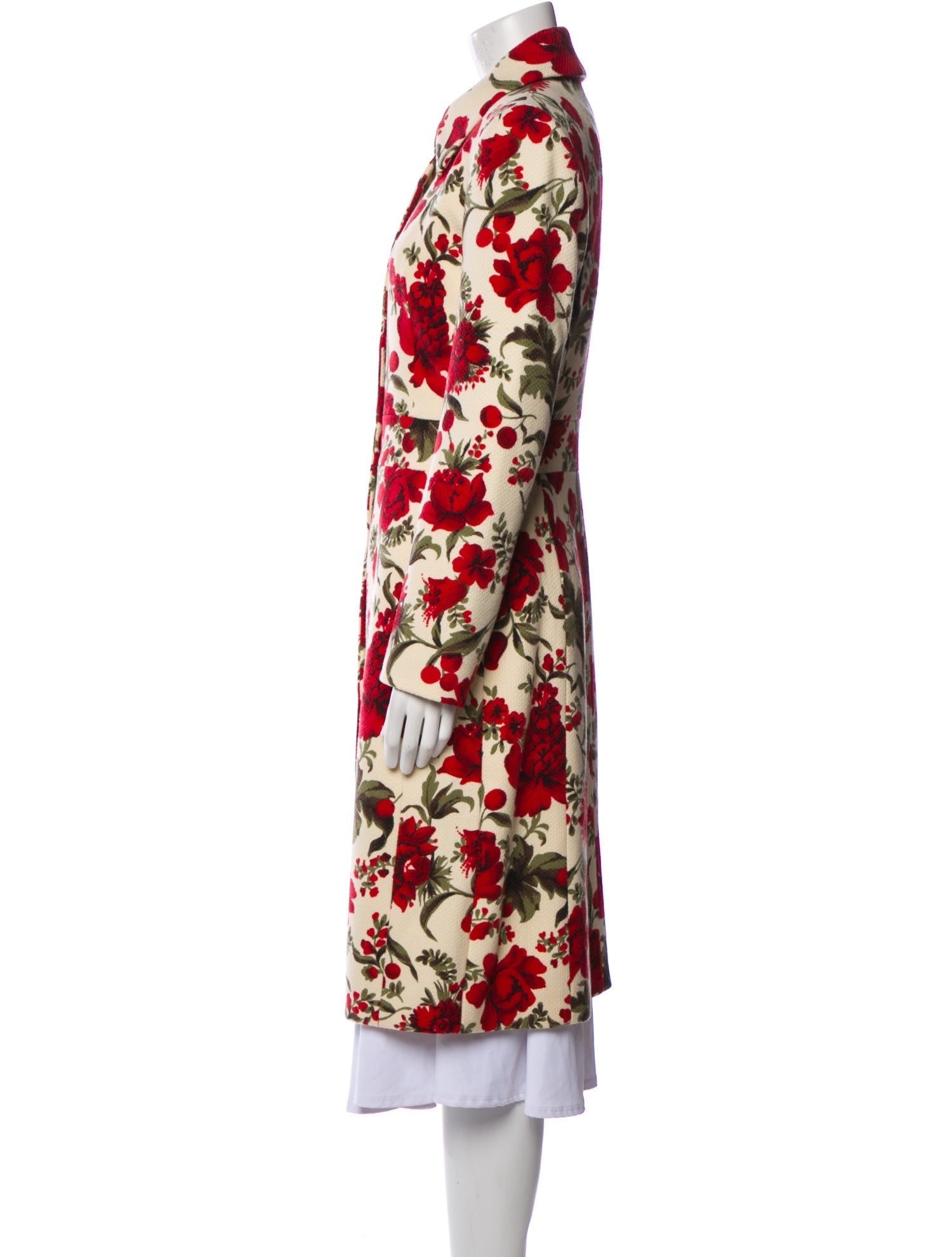Escada Wool Floral Print Trench Coat