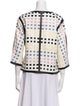 Escada Lamb Leather Plaid Print Evening Jacket