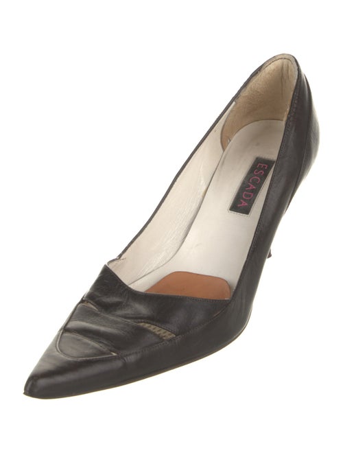 Escada Leather Embroidered Accent Pumps