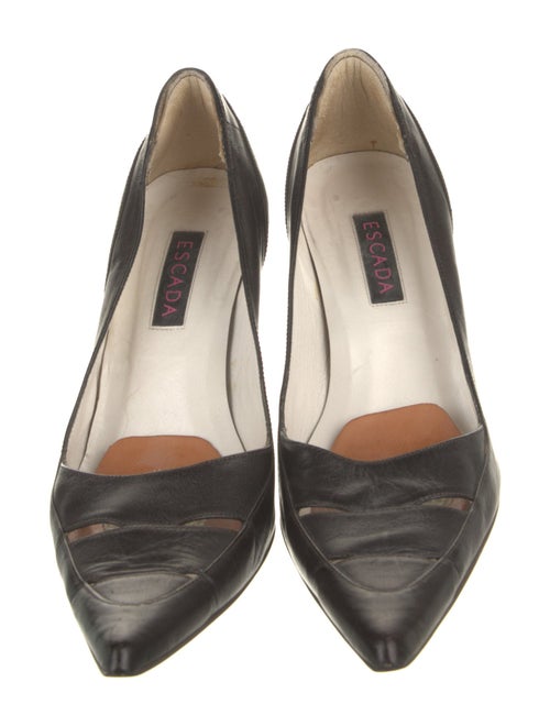 Escada Leather Embroidered Accent Pumps
