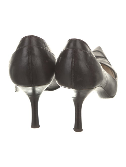 Escada Leather Embroidered Accent Pumps