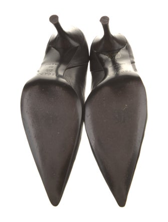 Escada Leather Embroidered Accent Pumps