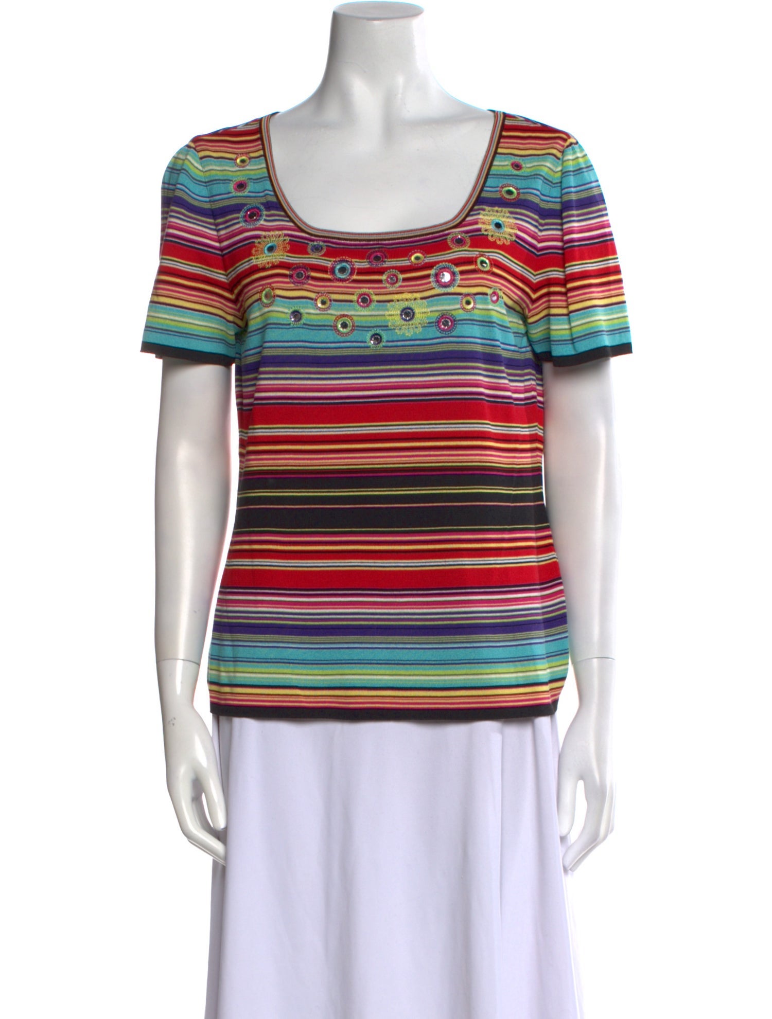 Escada Striped Scoop Neck T-Shirt