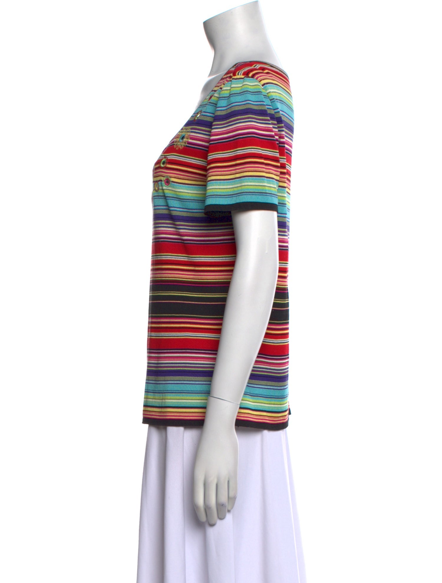 Escada Striped Scoop Neck T-Shirt