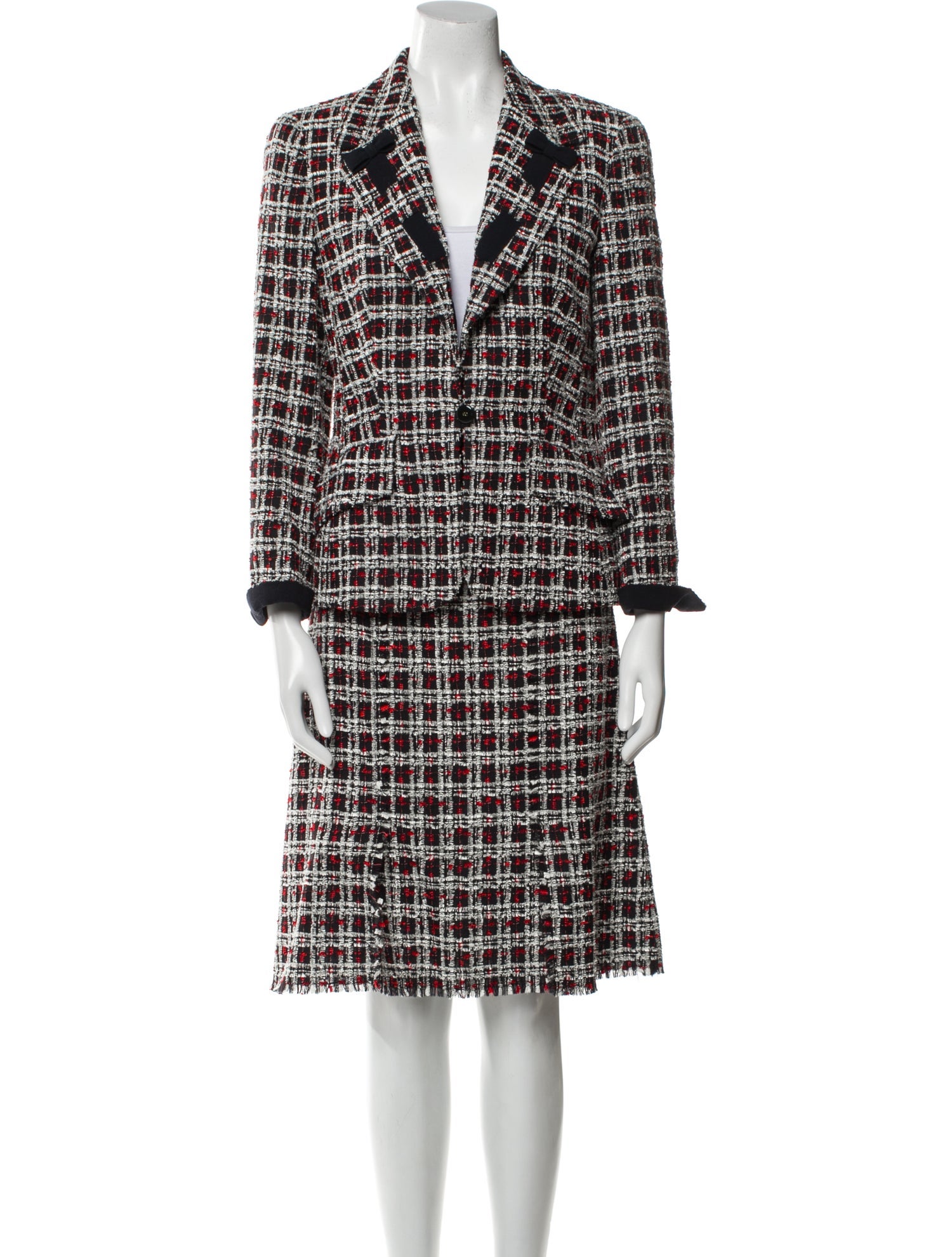 Escada Wool Tweed Pattern Skirt Set