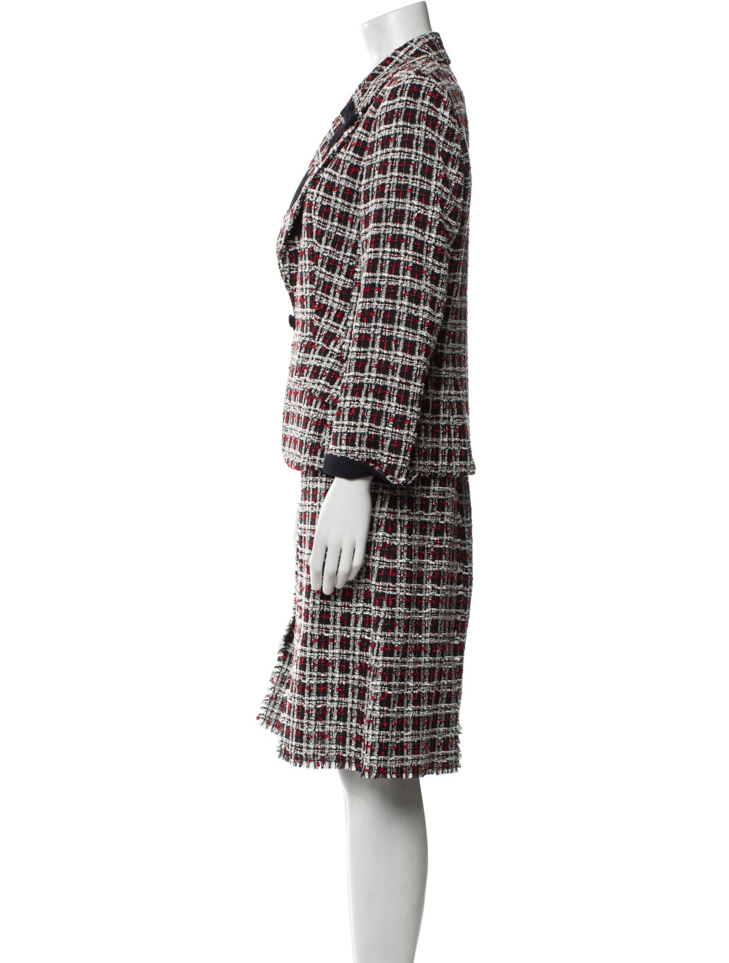 Escada Wool Tweed Pattern Skirt Set