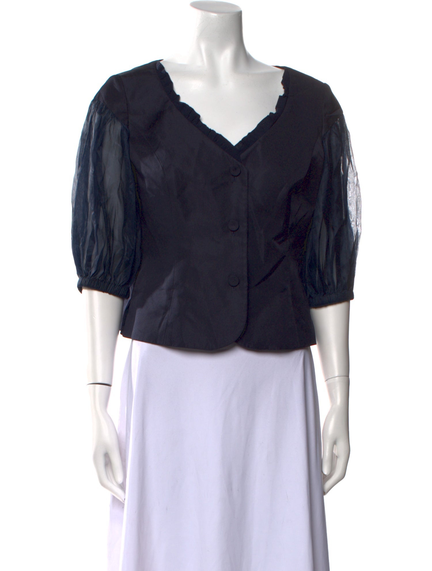 Escada Silk V-Neck Crop Top