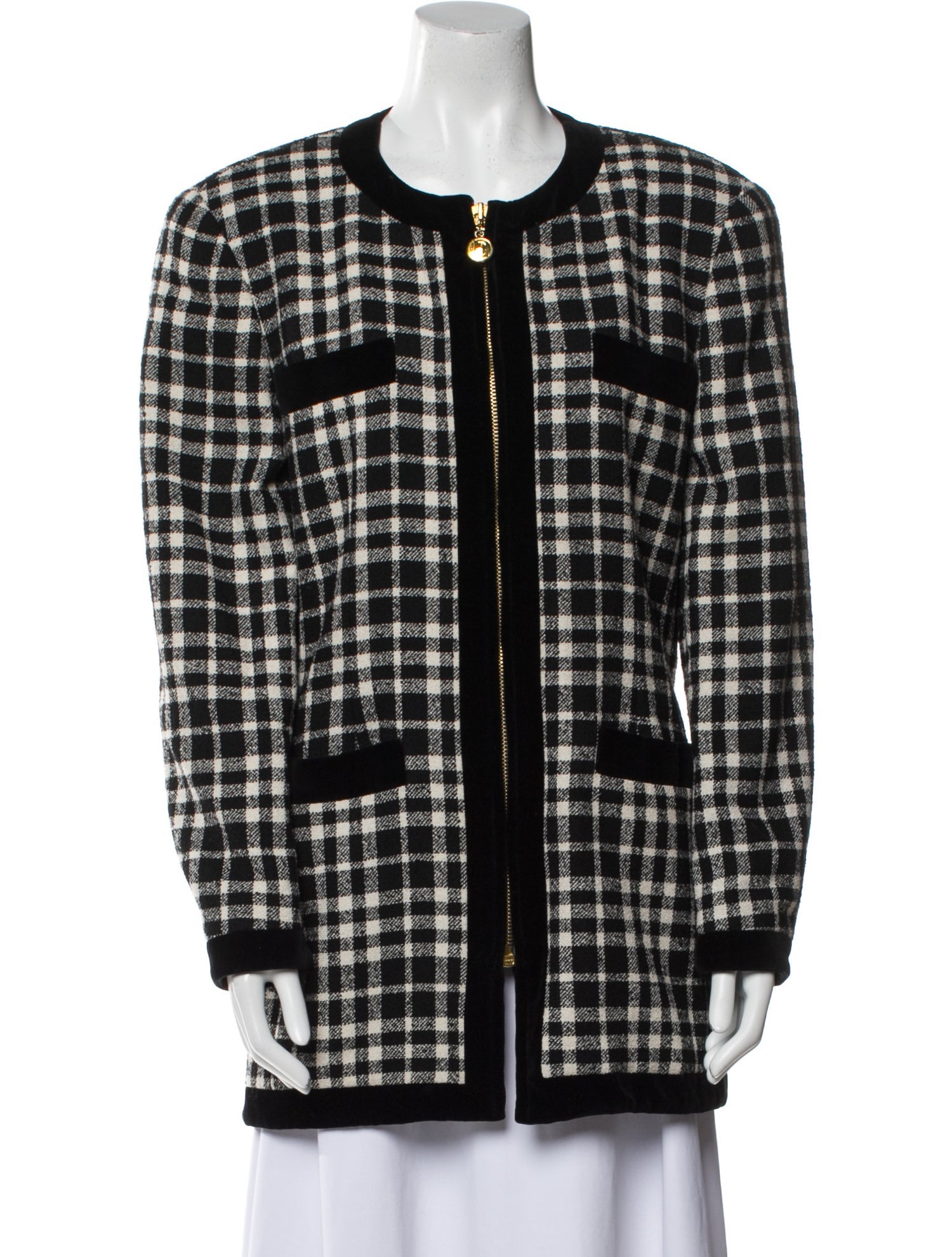 Escada Margaretha Ley Wool Plaid Print Evening Jacket