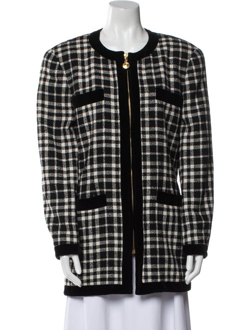 Escada Margaretha Ley Wool Plaid Print Evening Jacket