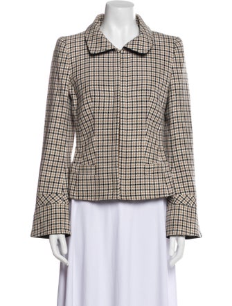 Escada Virgin Wool Houndstooth Print Blazer