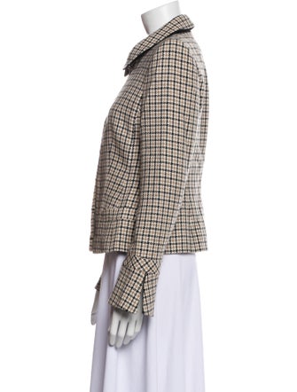 Escada Virgin Wool Houndstooth Print Blazer
