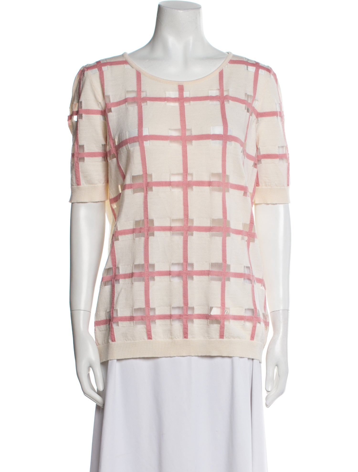 Escada Virgin Wool Plaid Print Sweater