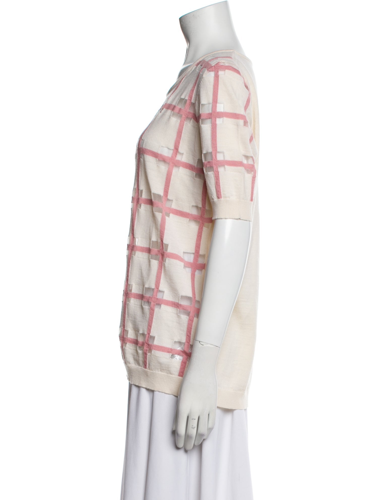Escada Virgin Wool Plaid Print Sweater
