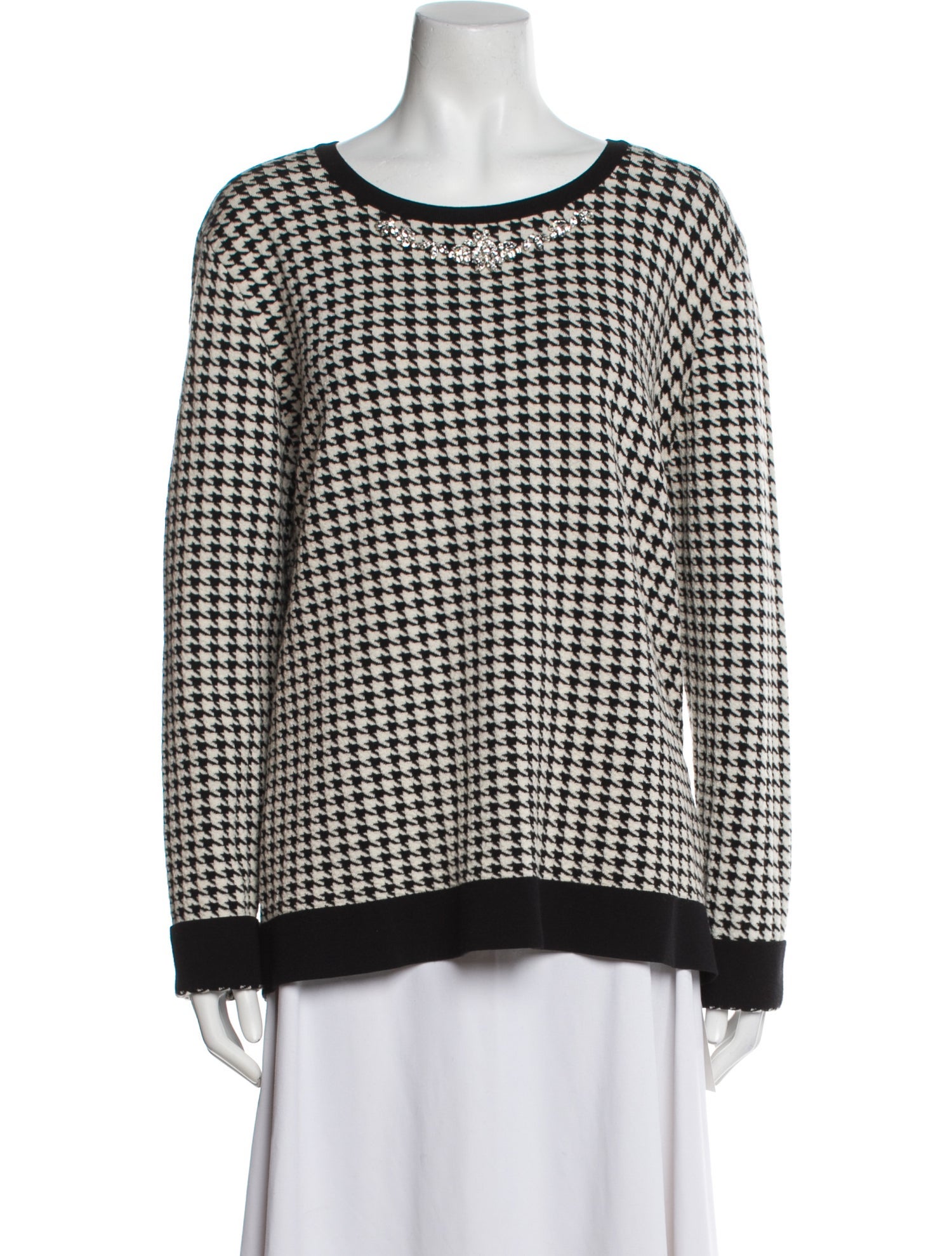 Escada Wool Houndstooth Print Sweater