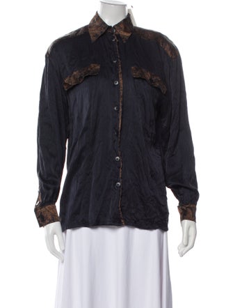 Escada Long Sleeve Button-Up Top