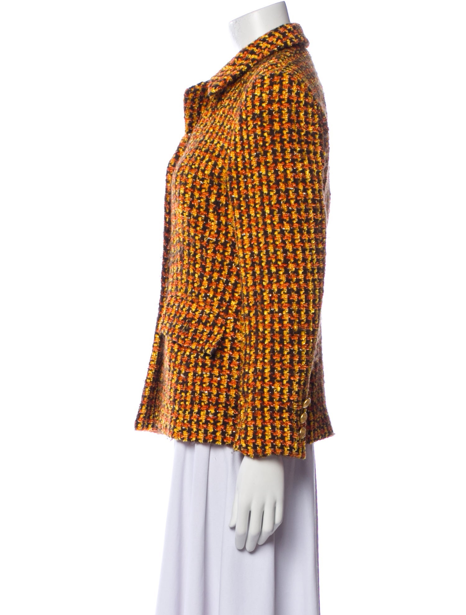 Escada Virgin Wool Plaid Print Blazer