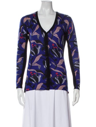 Escada Floral Print V-Neck Sweater