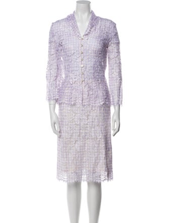 Escada Printed Lace Trim Embellishment Skirt Set