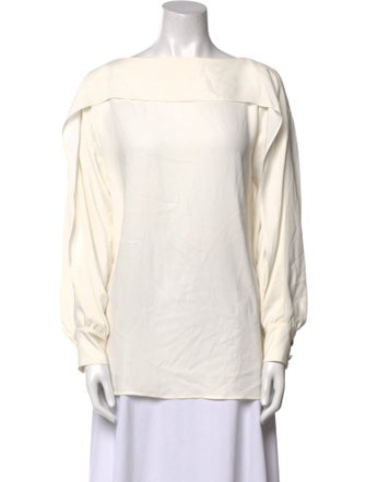 Escada Bateau Neckline Long Sleeve Blouse