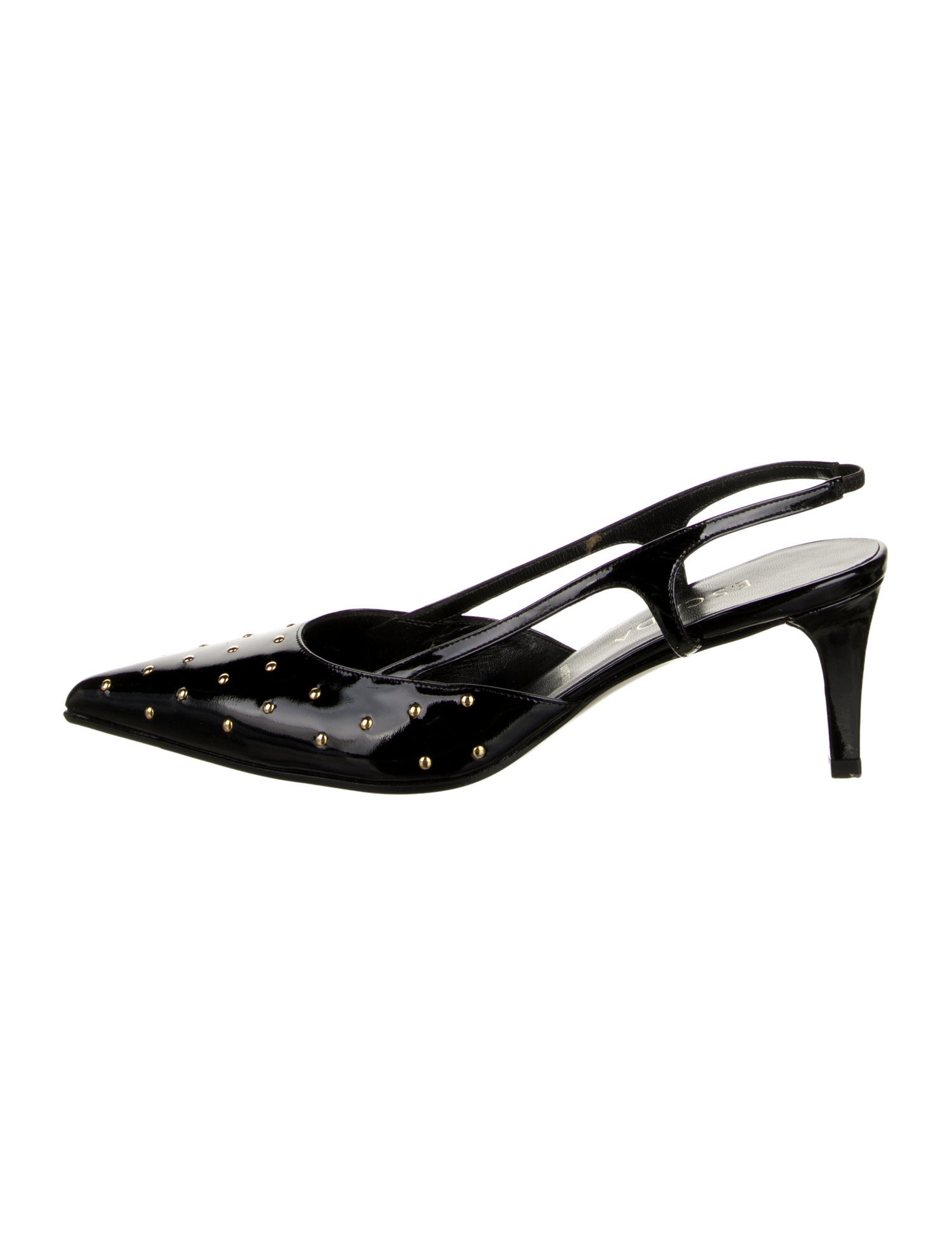 Escada Patent Leather Studded Accents Slingback Pumps