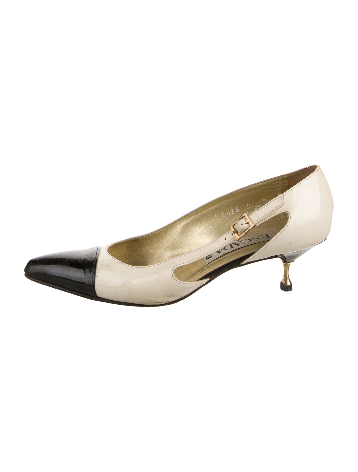 Escada Patent Leather Colorblock Pattern D'Orsay Pumps