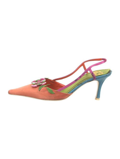 Escada Satin Colorblock Pattern Slingback Pumps