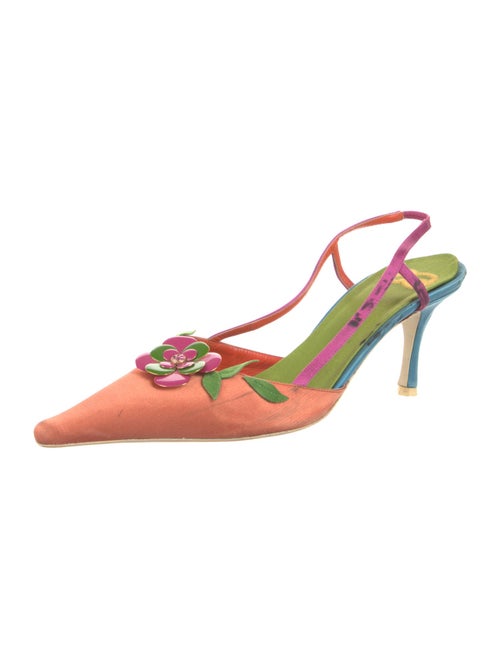 Escada Satin Colorblock Pattern Slingback Pumps