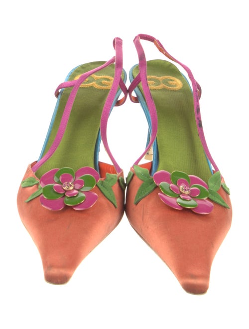 Escada Satin Colorblock Pattern Slingback Pumps