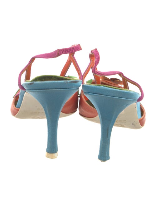 Escada Satin Colorblock Pattern Slingback Pumps