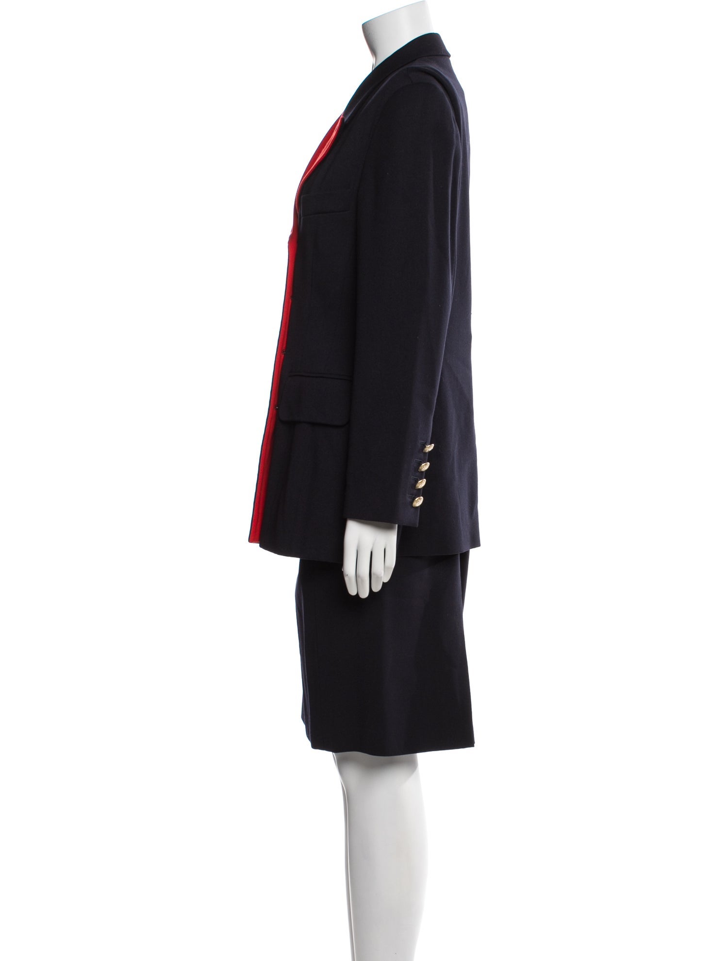 Escada Wool Colorblock Pattern Skirt Suit