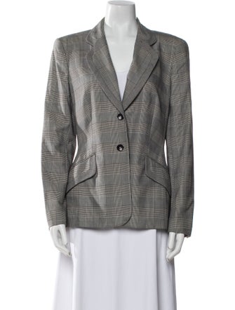 Escada Wool Plaid Print Blazer