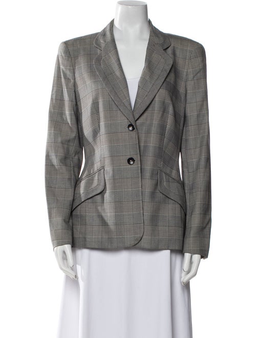 Escada Wool Plaid Print Blazer