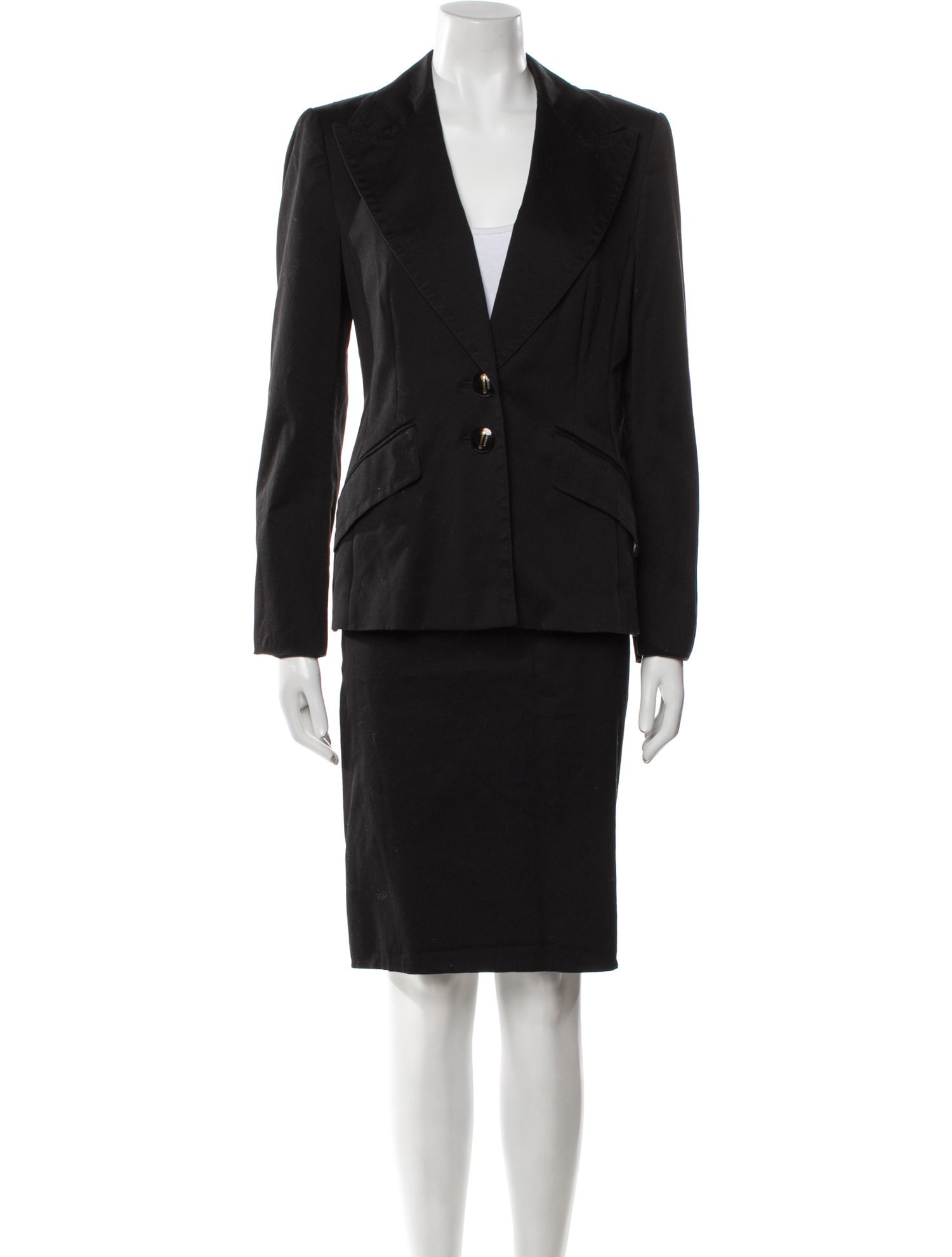 Escada Pleated Accents Skirt Suit