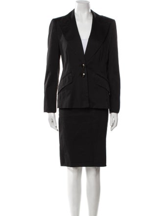 Escada Pleated Accents Skirt Suit