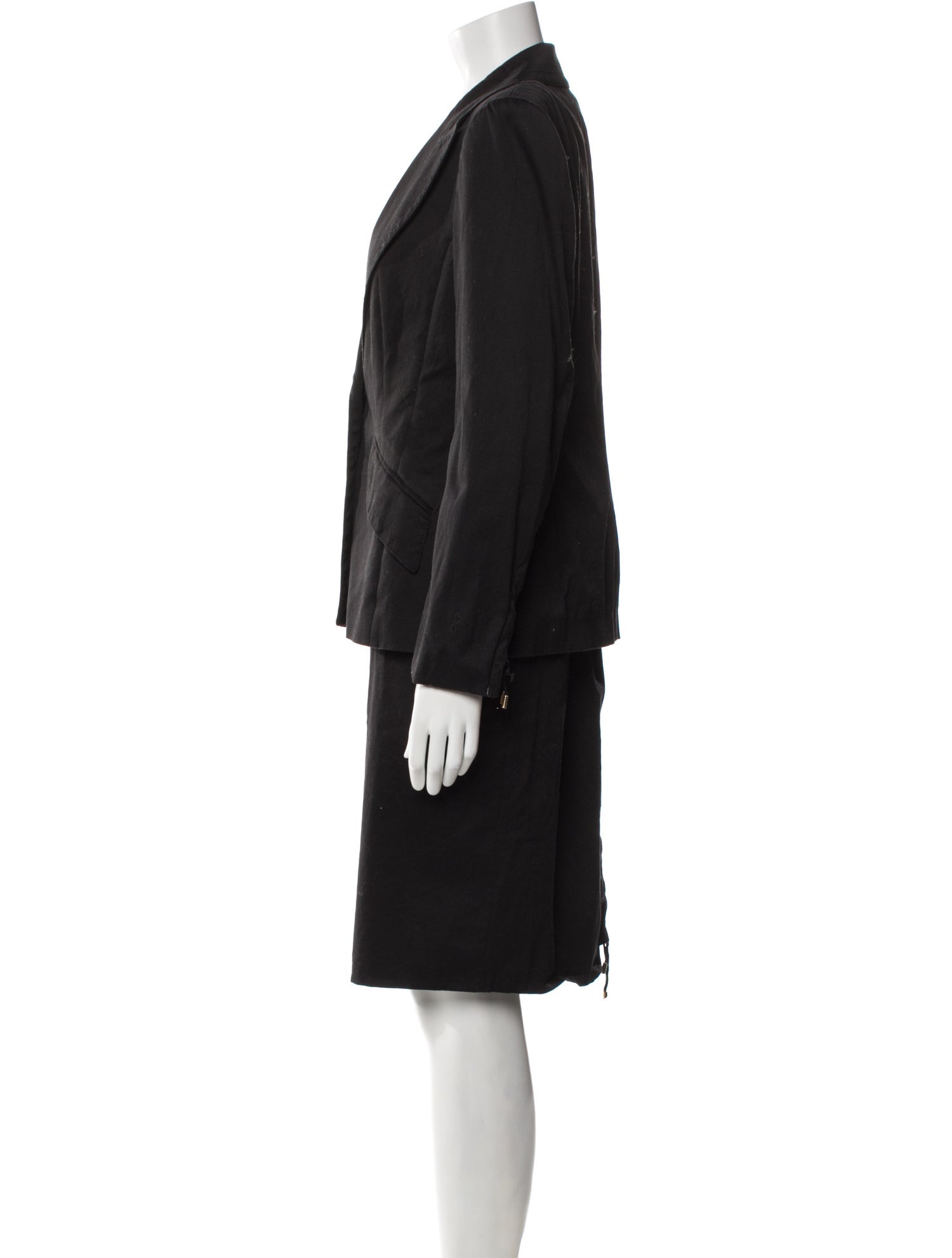 Escada Pleated Accents Skirt Suit