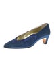 Escada Suede Embroidered Accent Pumps